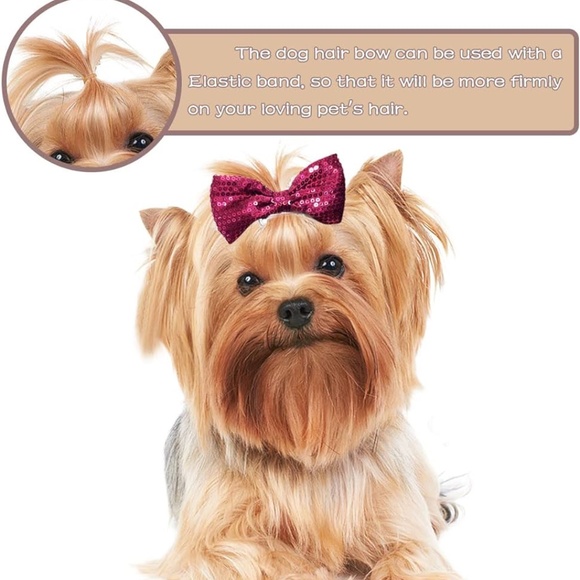 4" Big Dogs Hair Clips for Large Dogs Sequins Hair Side Clips Pet Bowknot White - Picture 7 of 7
